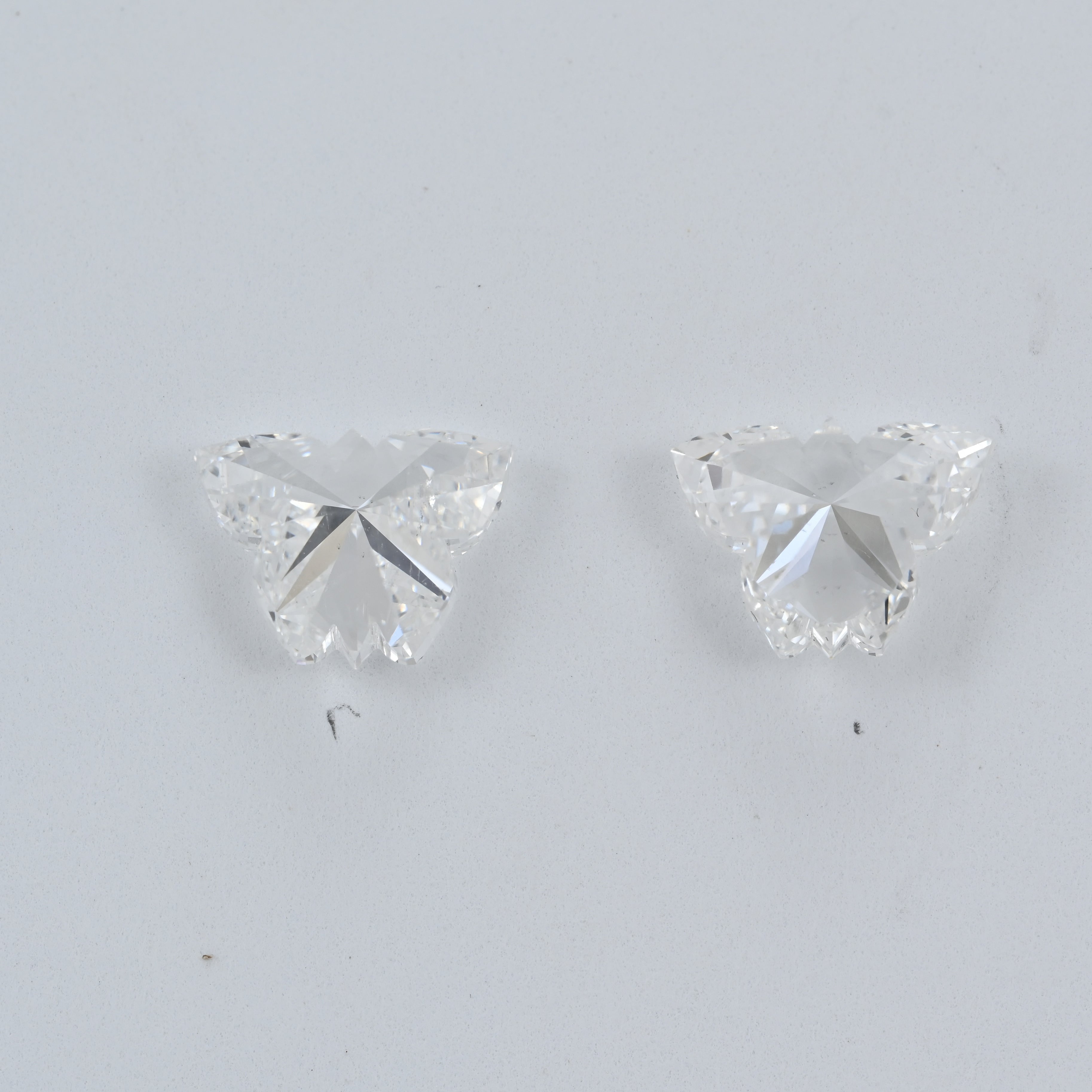 3.71 Carat Butterfly Shape Natural Diamonds Pair – E/F Color, SI1/SI1 Clarity