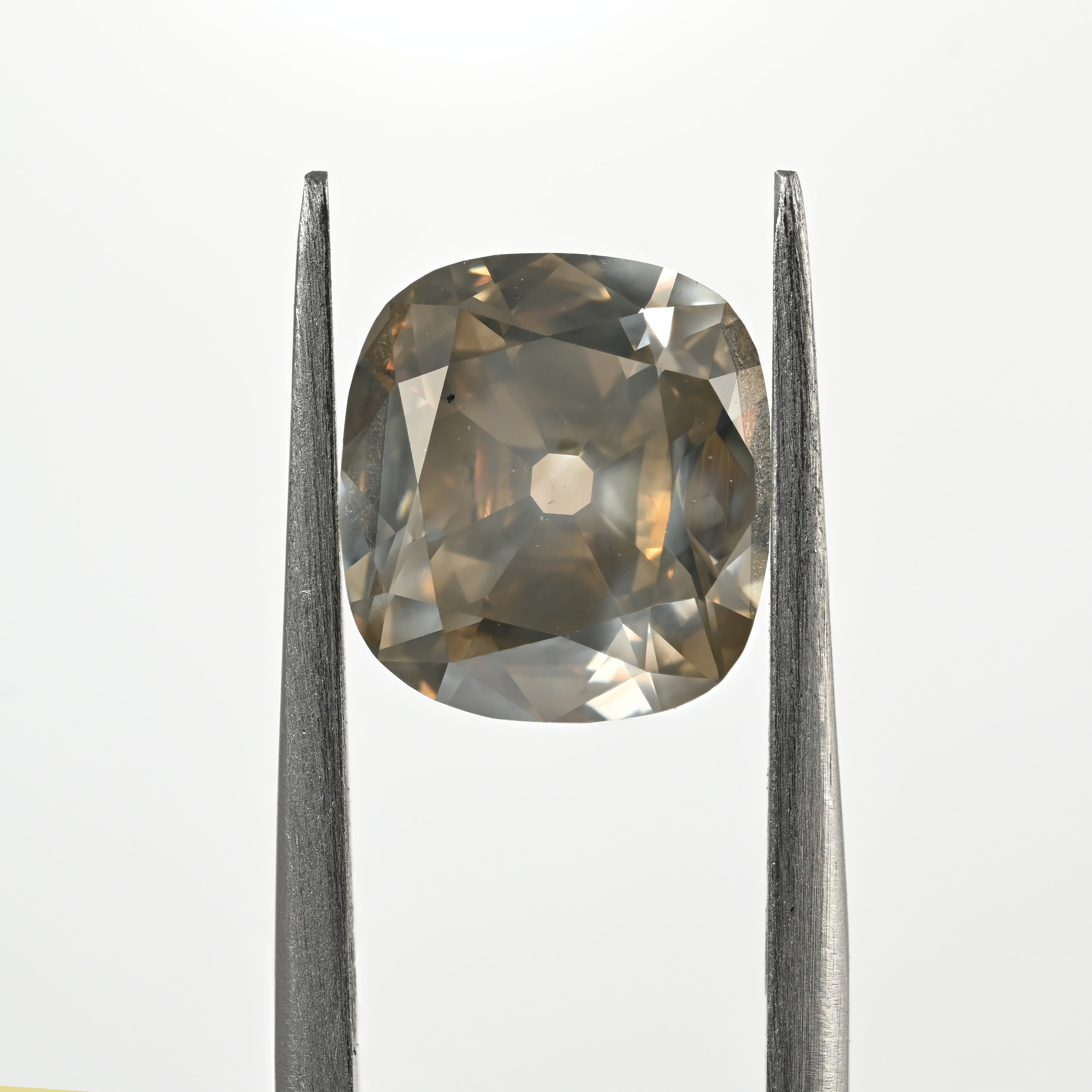 4.13 Carat Old Cut Cushion Natural Diamond – Gray Green Color, I1 Clarity