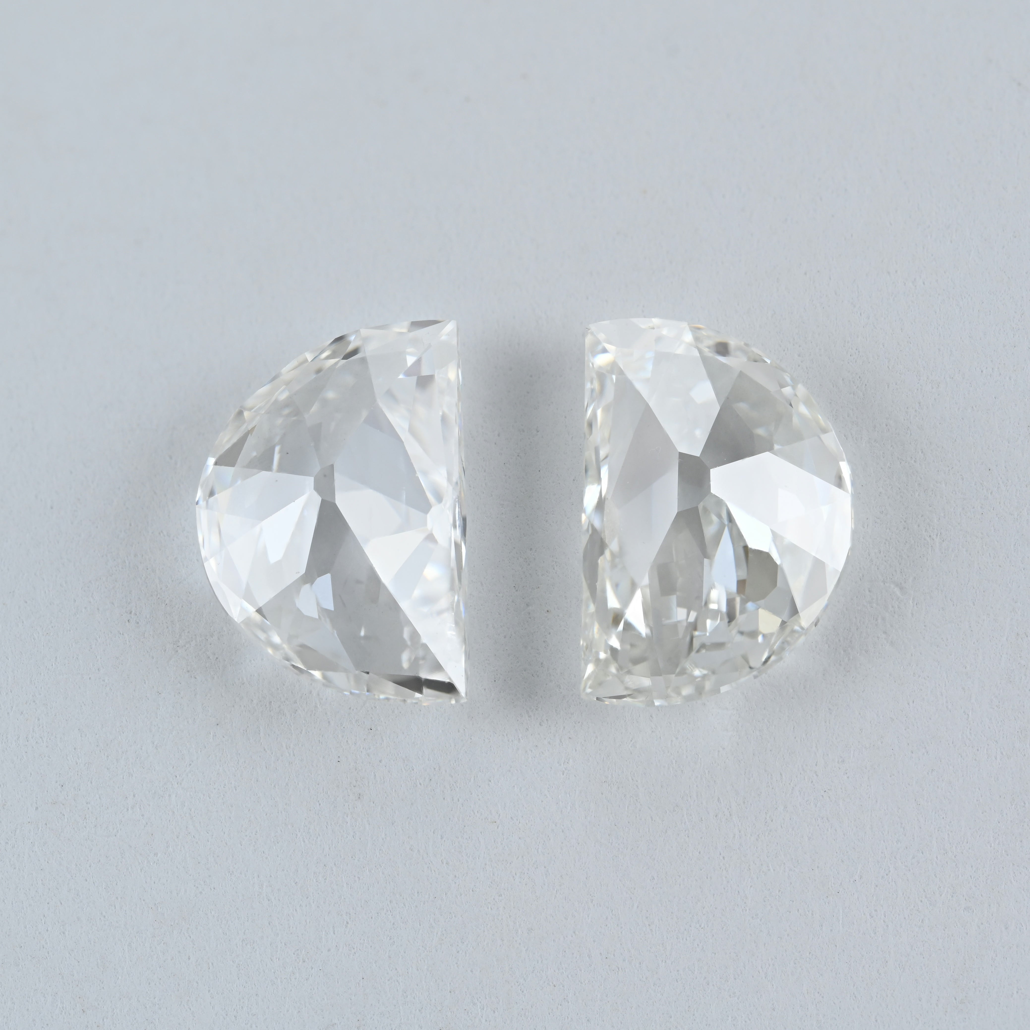 3.11 Carat Half Moon Shape Natural Diamonds Pair – E/G Color, VS2/VS2 Clarity