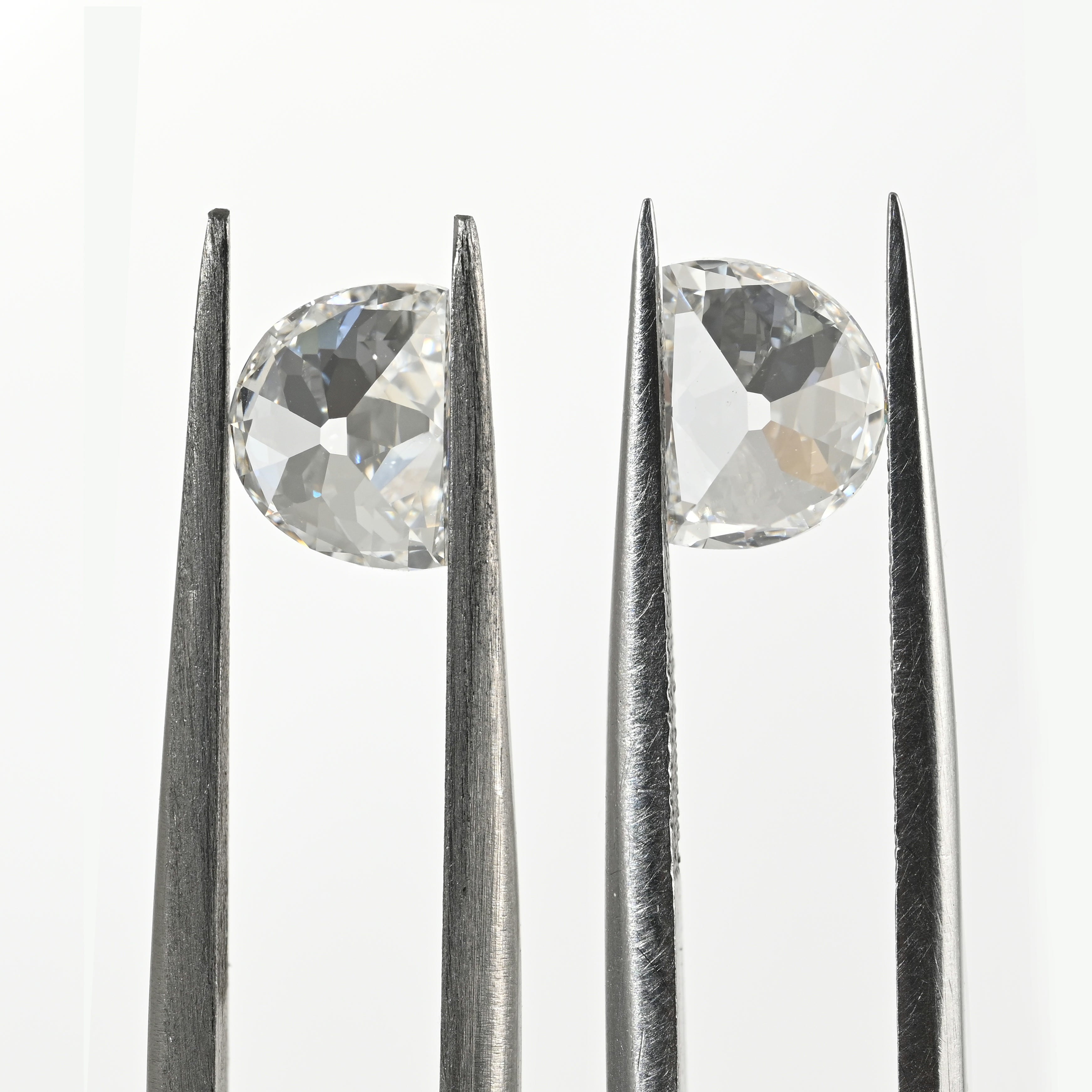 2.04 Carat Half Moon Shape Natural Diamonds Pair – E/F Color, VVS2/VS1 Clarity