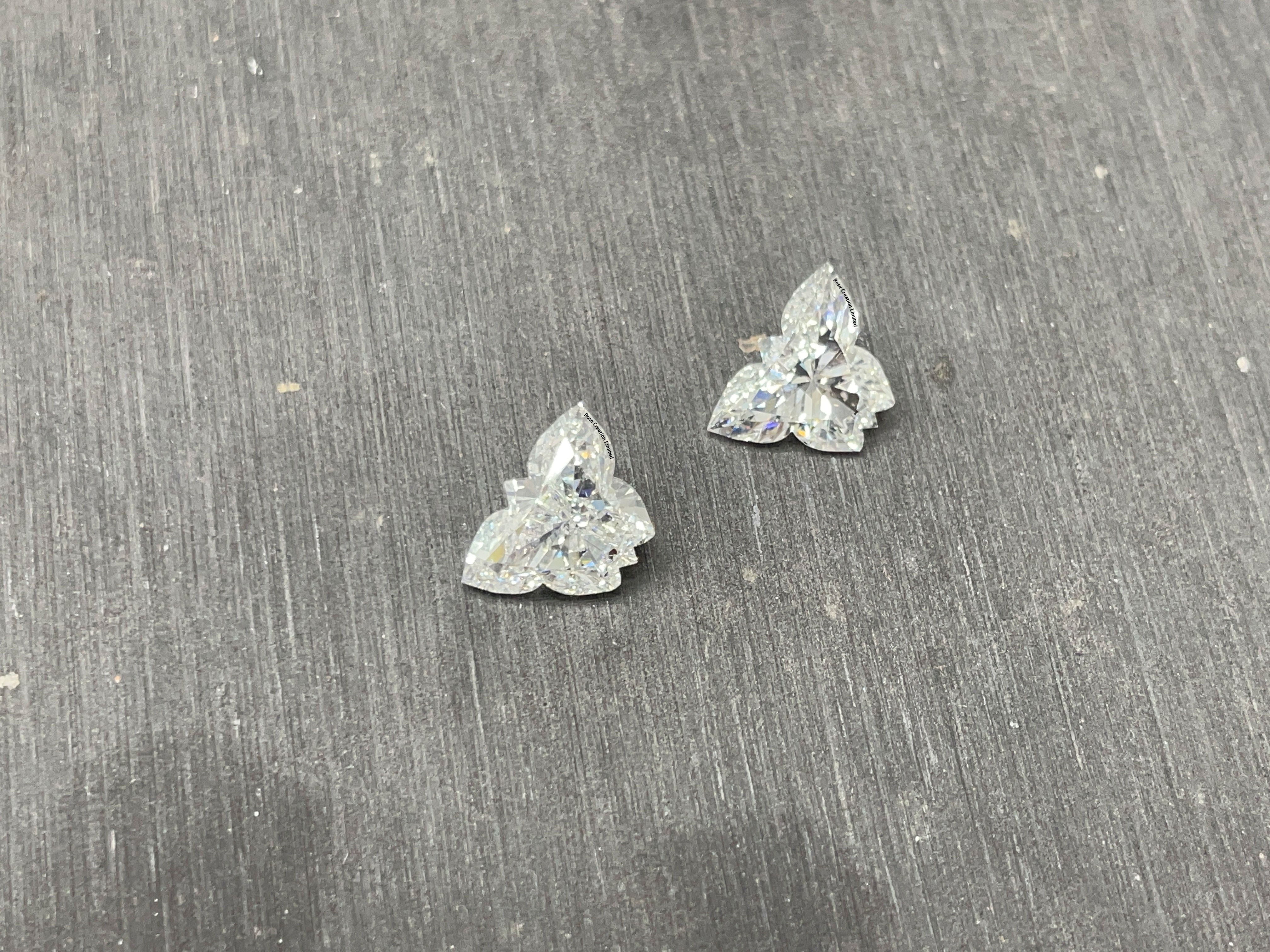 3.18 Carat Butterfly Shape Natural Diamonds Pair – E/E Color, SI2/SI2 Clarity