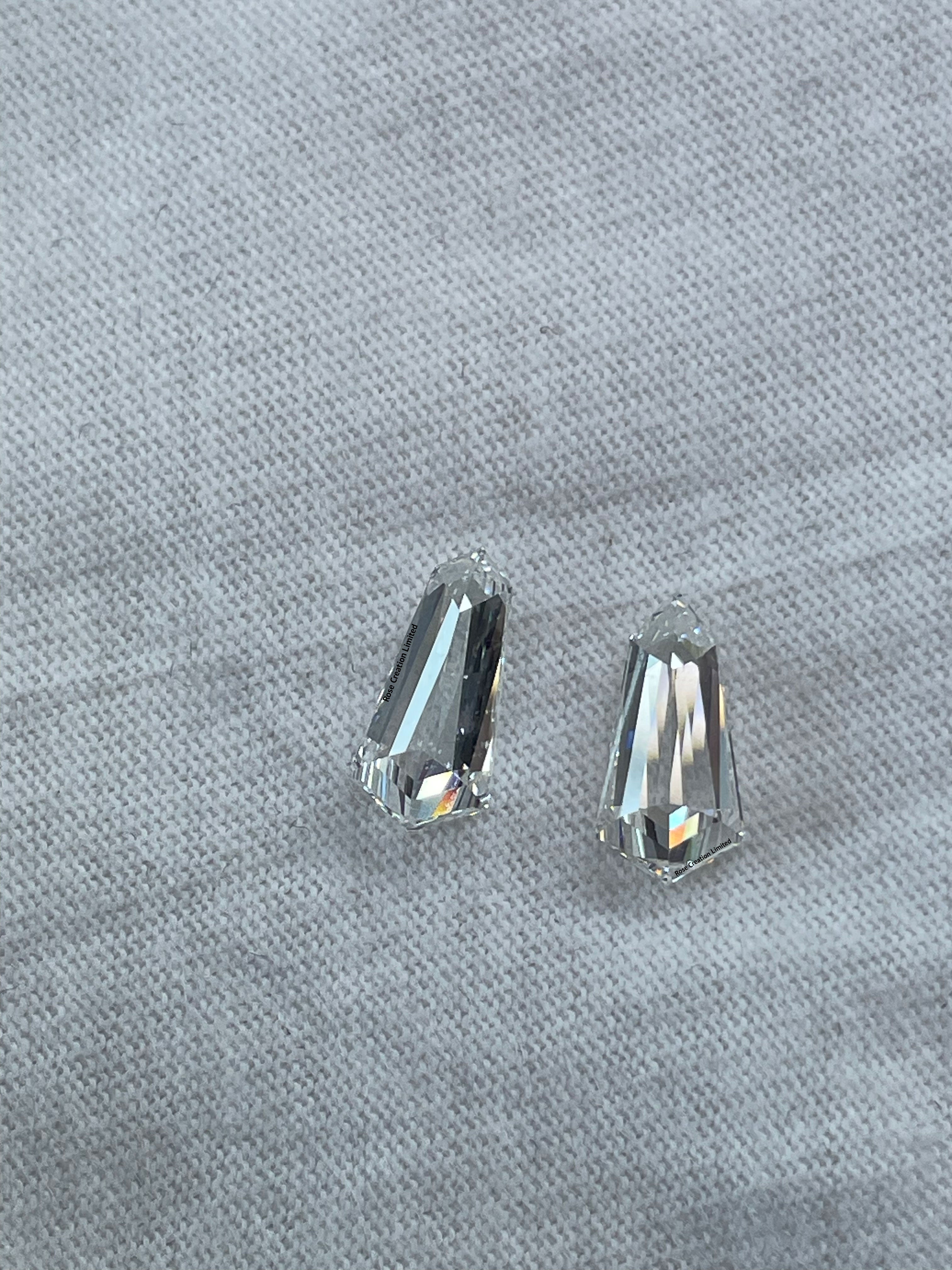1.71 Carat Tie Shape Natural Diamonds Pair – E/F Color, VVS1/VVS2 Clarity
