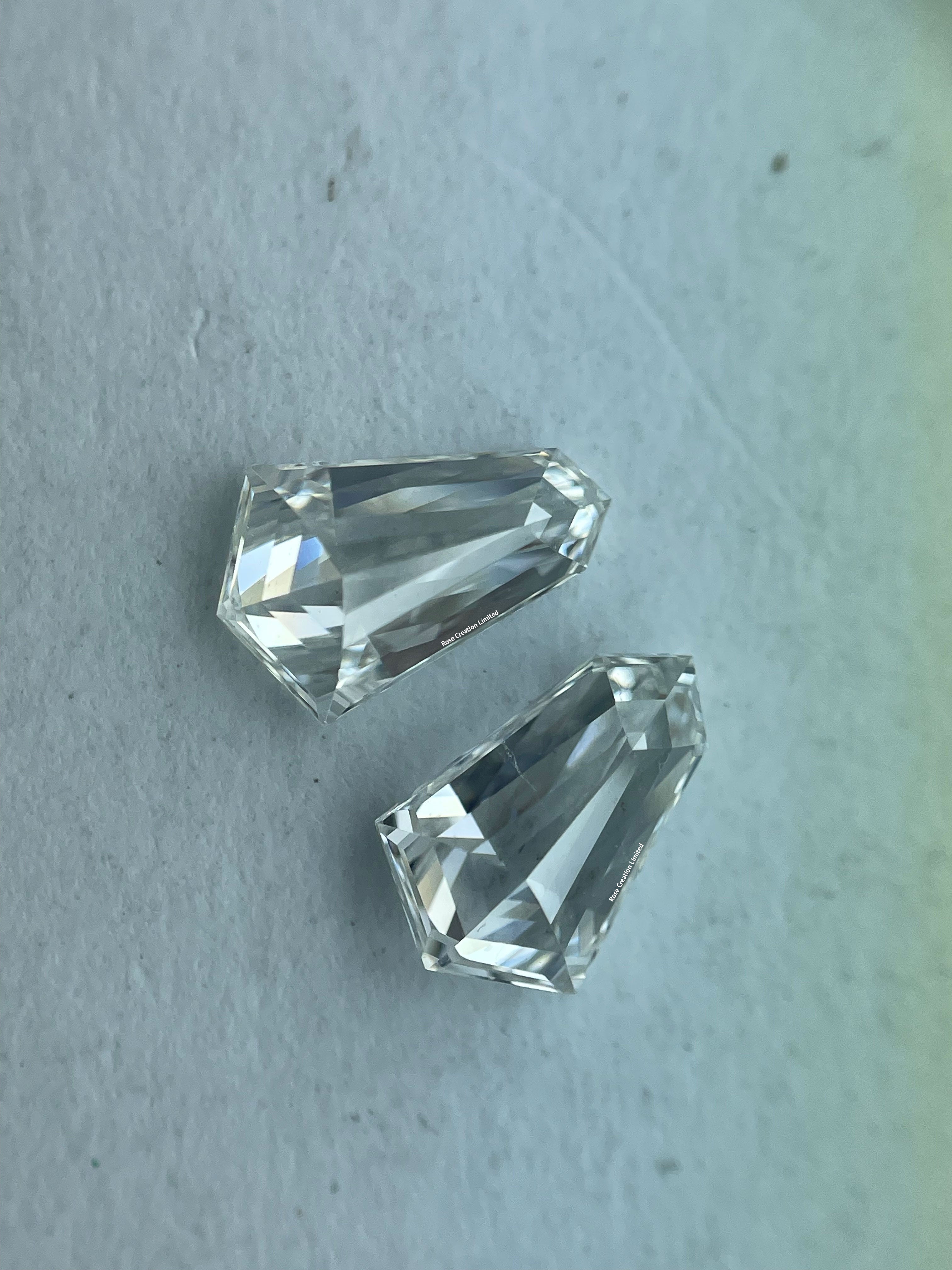 1.47 Carat Tie Shape Natural Diamonds Pair – F/F Color, VVS2/VS2 Clarity
