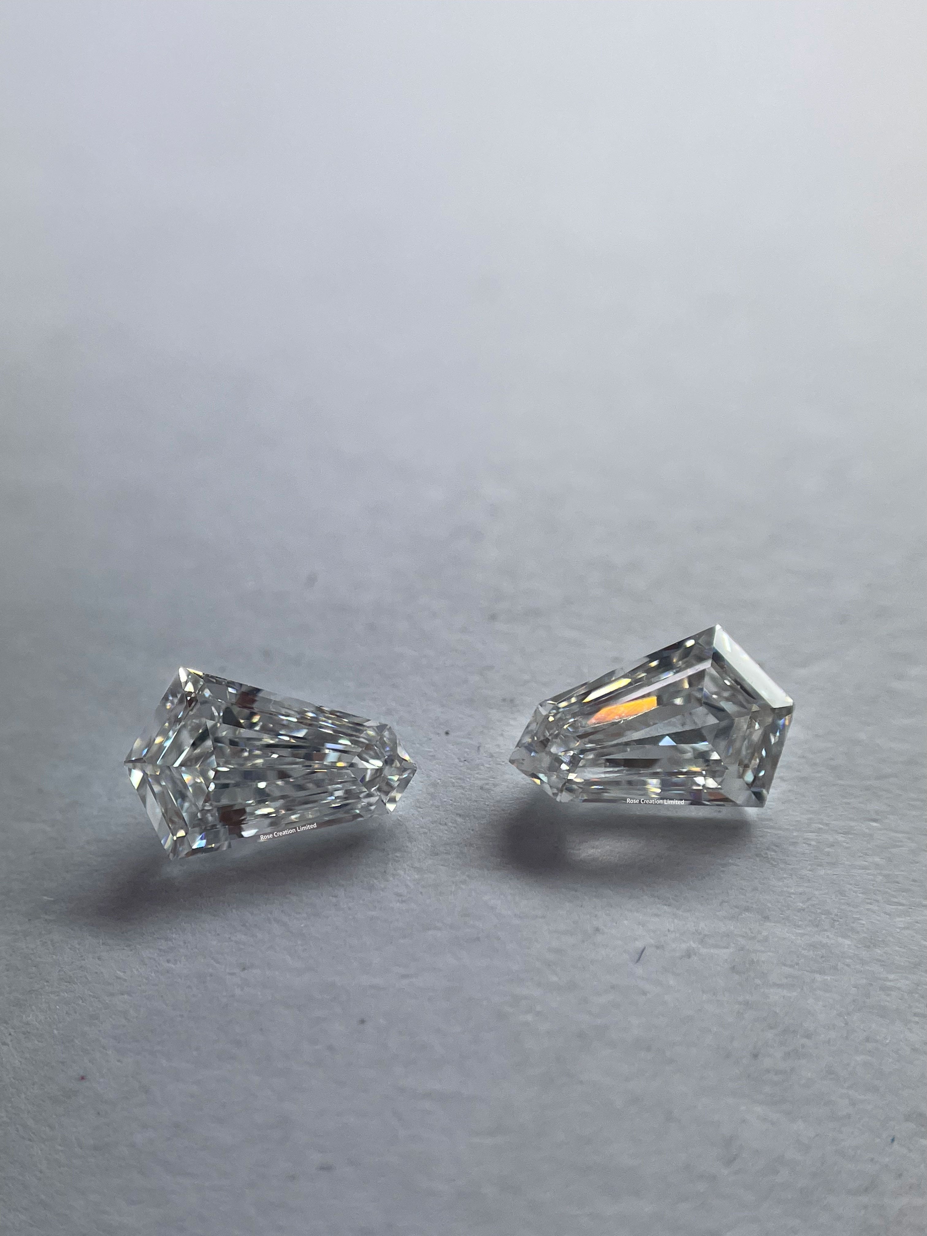 1.47 Carat Tie Shape Natural Diamonds Pair – F/F Color, VVS2/VS2 Clarity