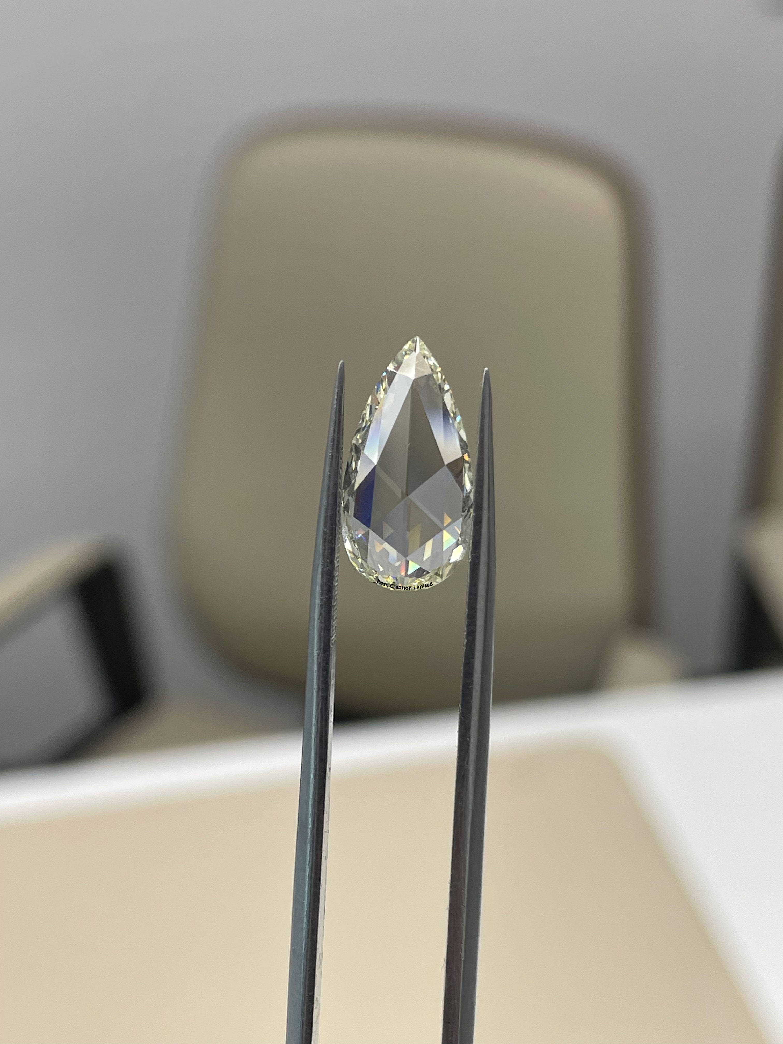 2.21 Carat Rose Cut Pear Natural Diamond – L Color, VS1 Clarity