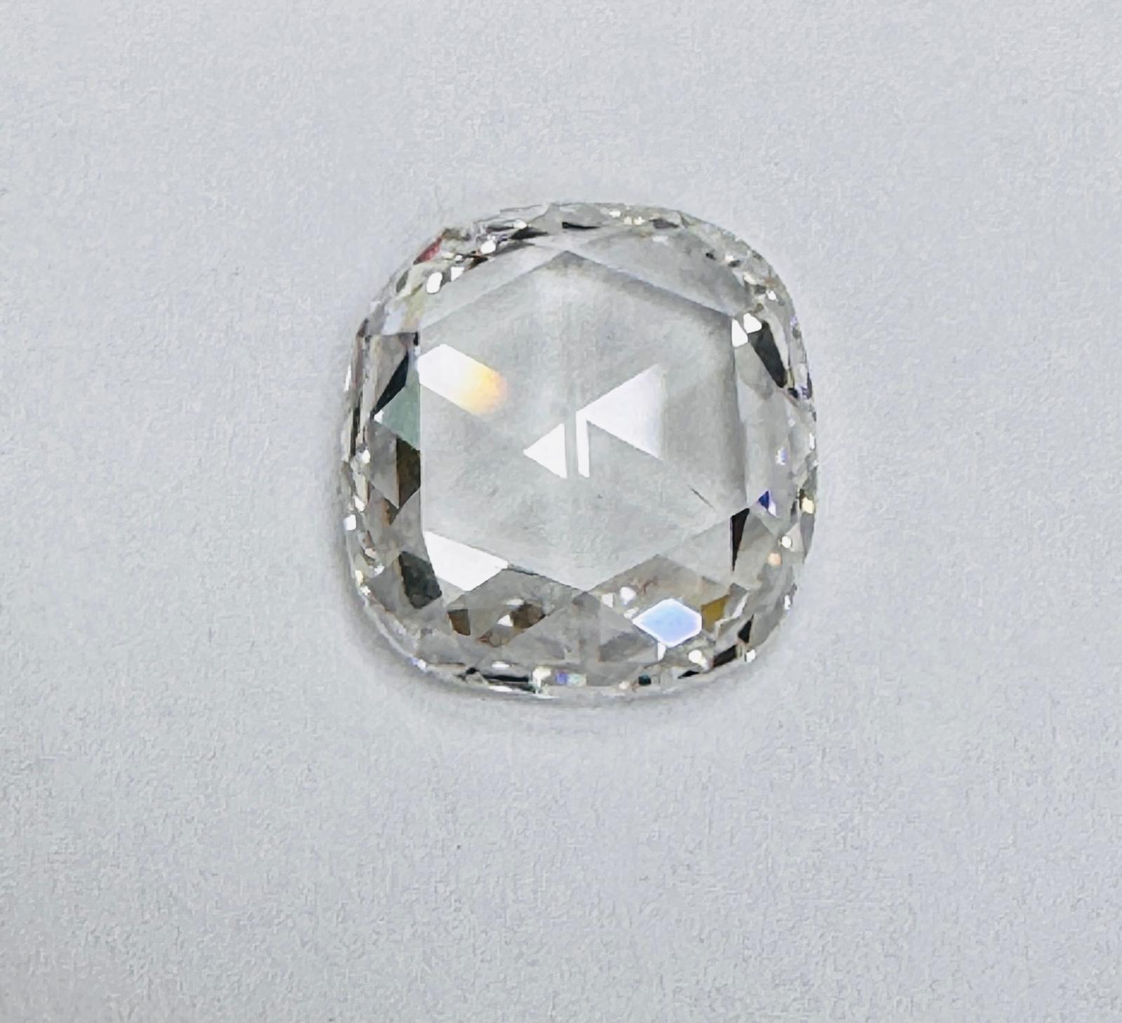 3.20 Carat Rose Cut Cushion Shape Natural Diamond – E Color, VS1 Clarity (GIA Certified) – 2404511291