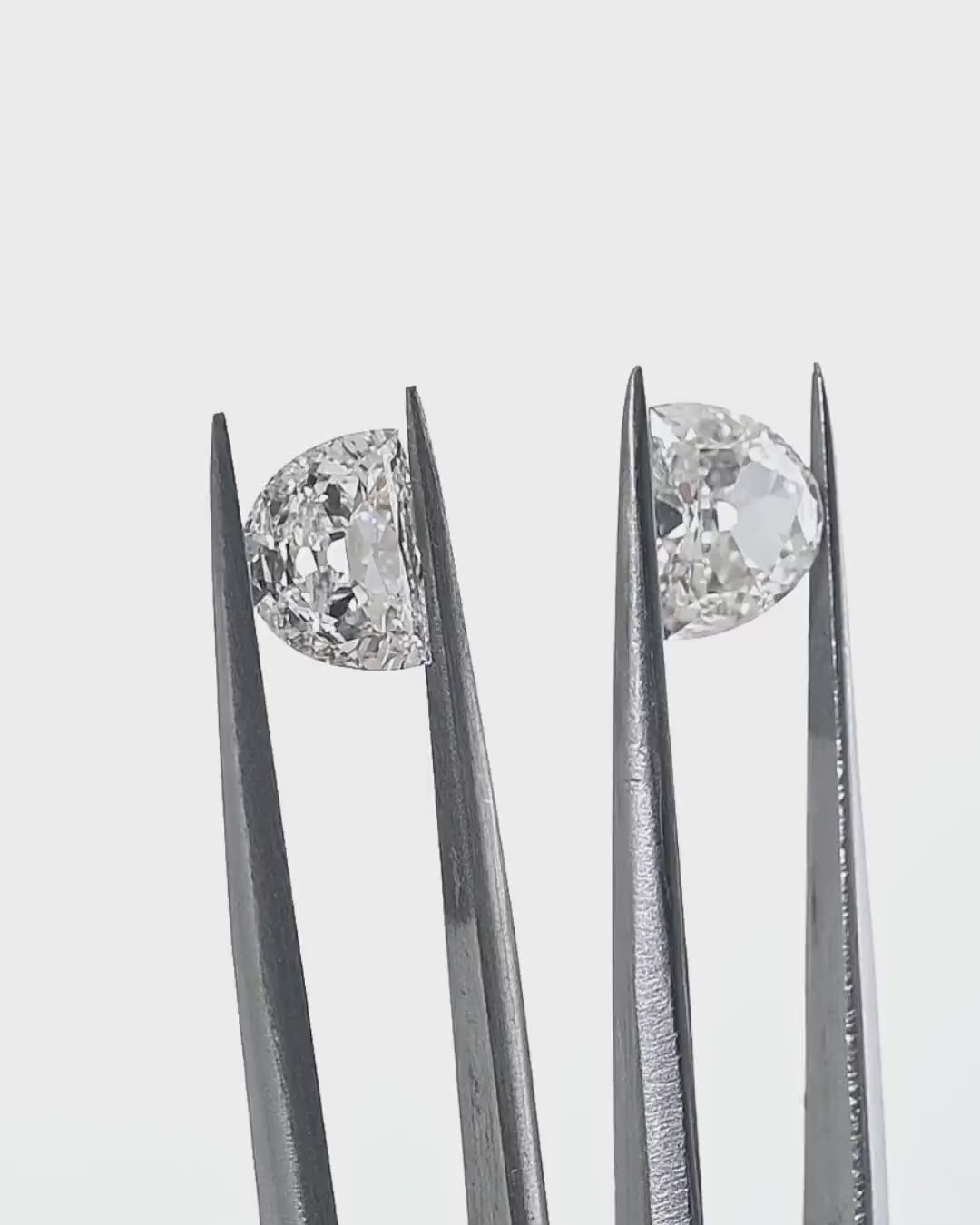 2.71 Carat Half Moon Shape Natural Diamonds Pair – H/I Color, SI1/SI1 Clarity