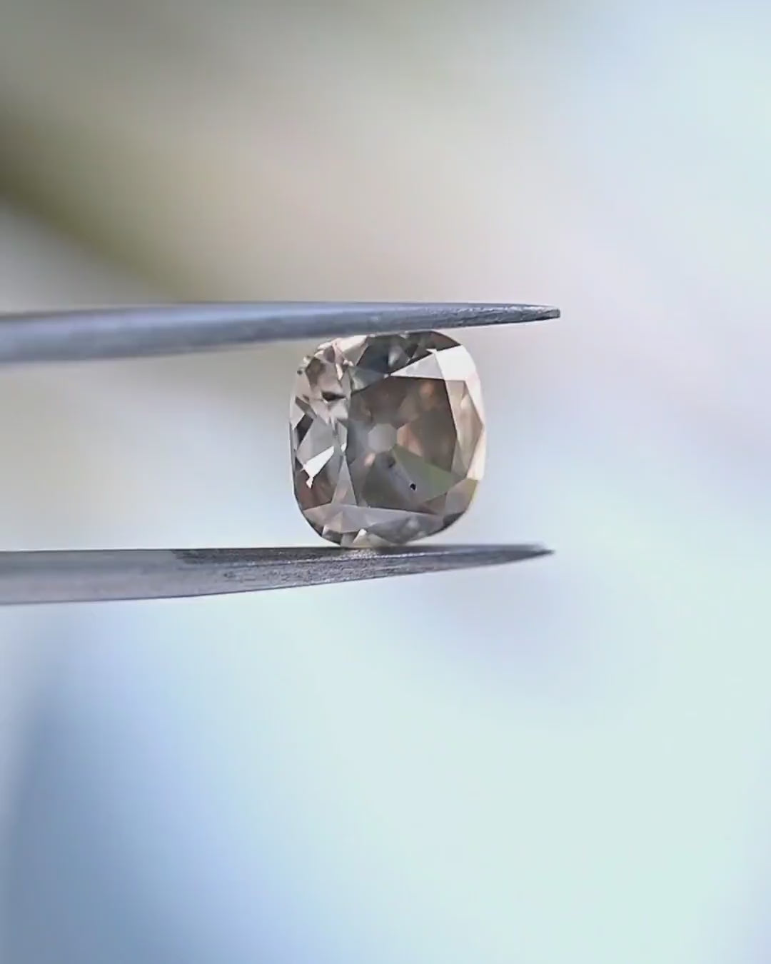 4.13 Carat Old Cut Cushion Natural Diamond – Gray Green Color, I1 Clarity